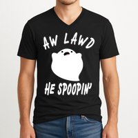 Aw Lawd He Spoopin' Concerned Ghost Design V-Neck T-Shirt