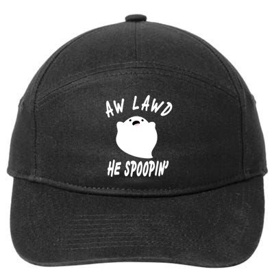 Aw Lawd He Spoopin' Concerned Ghost Design 7-Panel Snapback Hat