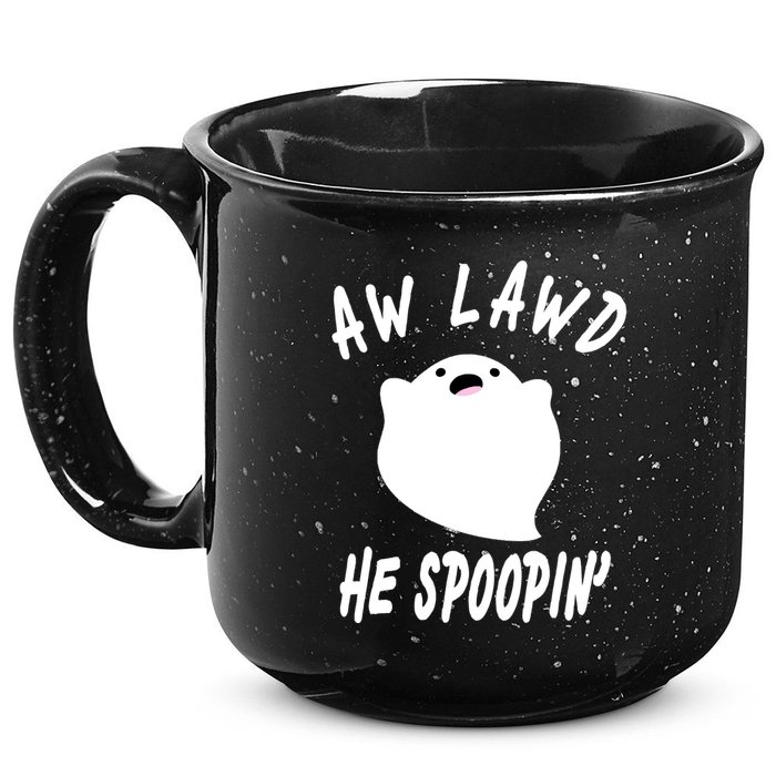 Aw Lawd He Spoopin' Concerned Ghost Design 15oz Campfire Ceramic Mug