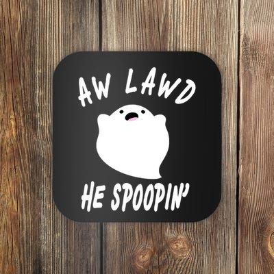 Aw Lawd He Spoopin' Concerned Ghost Design Coaster