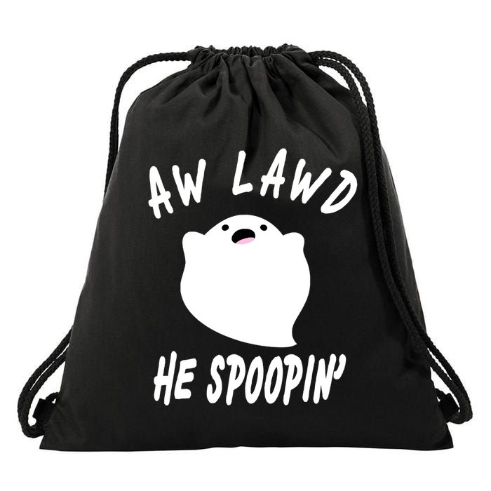 Aw Lawd He Spoopin' Concerned Ghost Design Drawstring Bag
