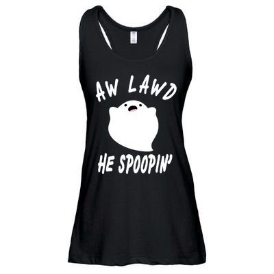 Aw Lawd He Spoopin' Concerned Ghost Design Ladies Essential Flowy Tank