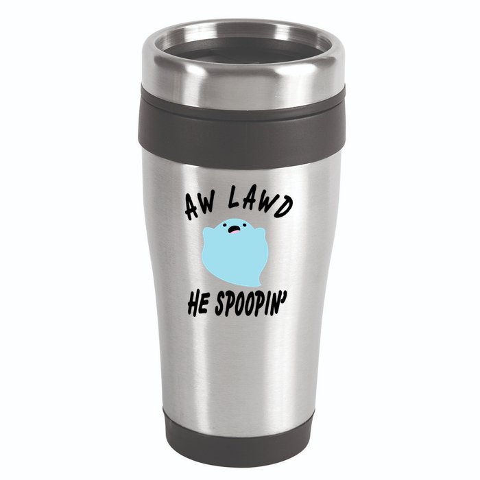 Aw Lawd He Spoopin' Concerned Ghost Design 16oz Travel Tumbler