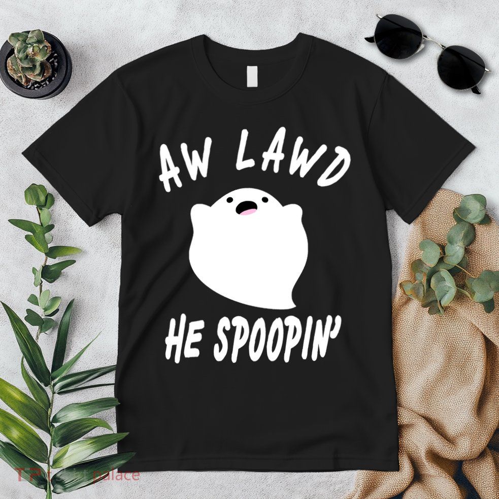 Aw Lawd He Spoopin' Concerned Ghost Design Premium T-Shirt