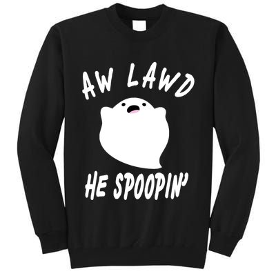 Aw Lawd He Spoopin' Concerned Ghost Design Tall Sweatshirt