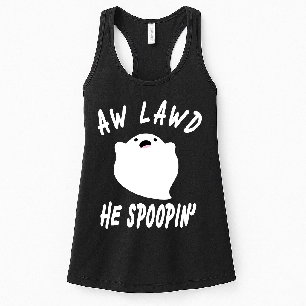 Aw Lawd He Spoopin' Concerned Ghost Design Womens Tank Top