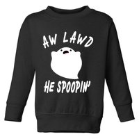 Aw Lawd He Spoopin' Concerned Ghost Design Toddler Sweatshirt