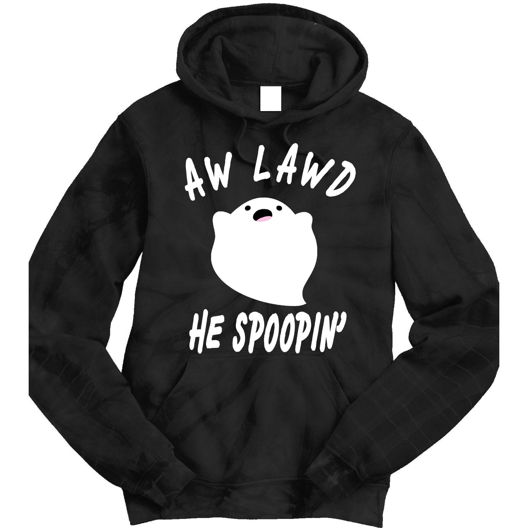 Aw Lawd He Spoopin' Concerned Ghost Design Tie Dye Hoodie