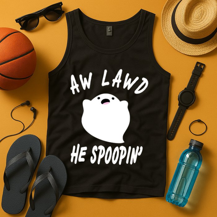 Aw Lawd He Spoopin' Concerned Ghost Design Tank Top