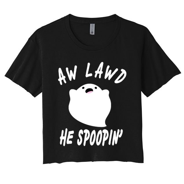 Aw Lawd He Spoopin' Concerned Ghost Design Crop Top