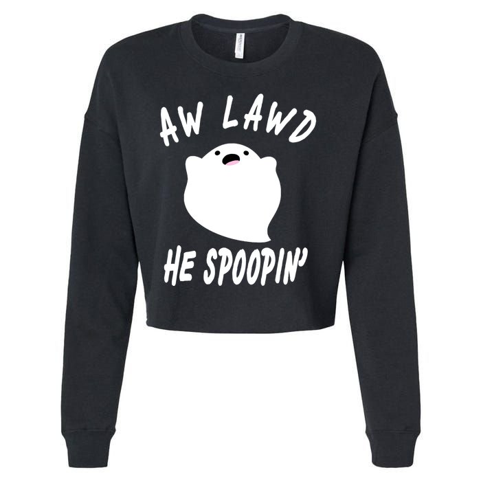 Aw Lawd He Spoopin' Concerned Ghost Design Cropped Pullover Crew