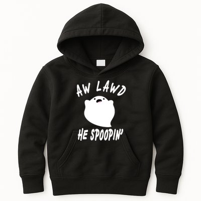 Aw Lawd He Spoopin' Concerned Ghost Design Kids Hoodie