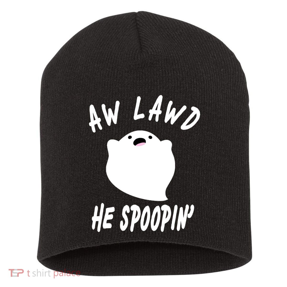 Aw Lawd He Spoopin' Concerned Ghost Design Short Acrylic Beanie
