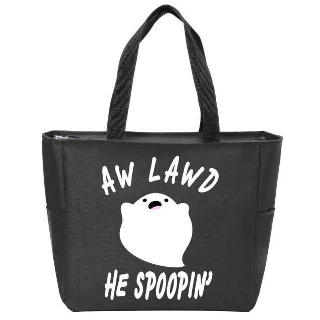 Aw Lawd He Spoopin' Concerned Ghost Design Zip Tote Bag