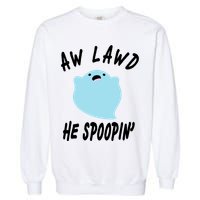 Aw Lawd He Spoopin' Concerned Ghost Design Garment-Dyed Sweatshirt