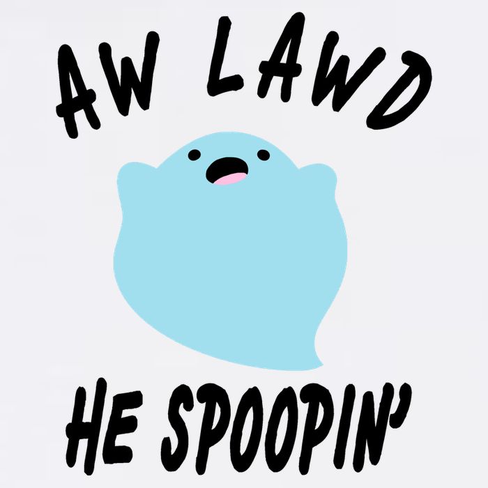 Aw Lawd He Spoopin' Concerned Ghost Design Garment-Dyed Sweatshirt