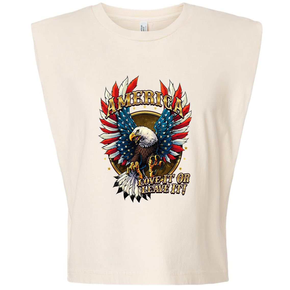 America Love It Or Leave It Patriotic Eagle Garment-Dyed Women's Muscle Tee