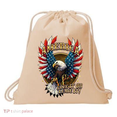 America Love It Or Leave It Patriotic Eagle Drawstring Bag