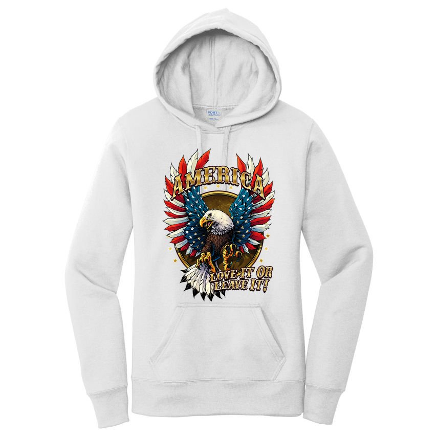 America Love It Or Leave It Patriotic Eagle Women's Pullover Hoodie