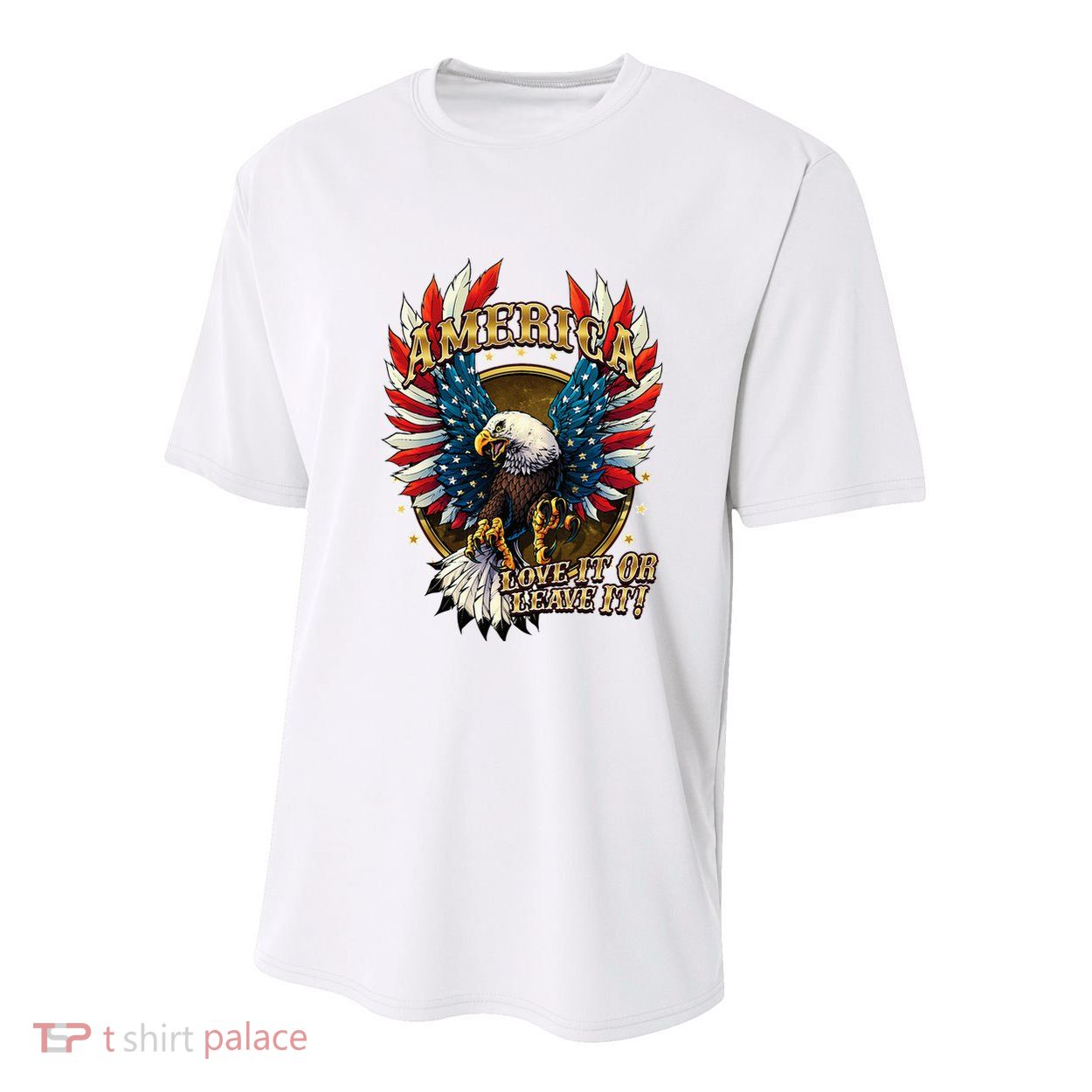 America Love It Or Leave It Patriotic Eagle Youth Performance Sprint T-Shirt