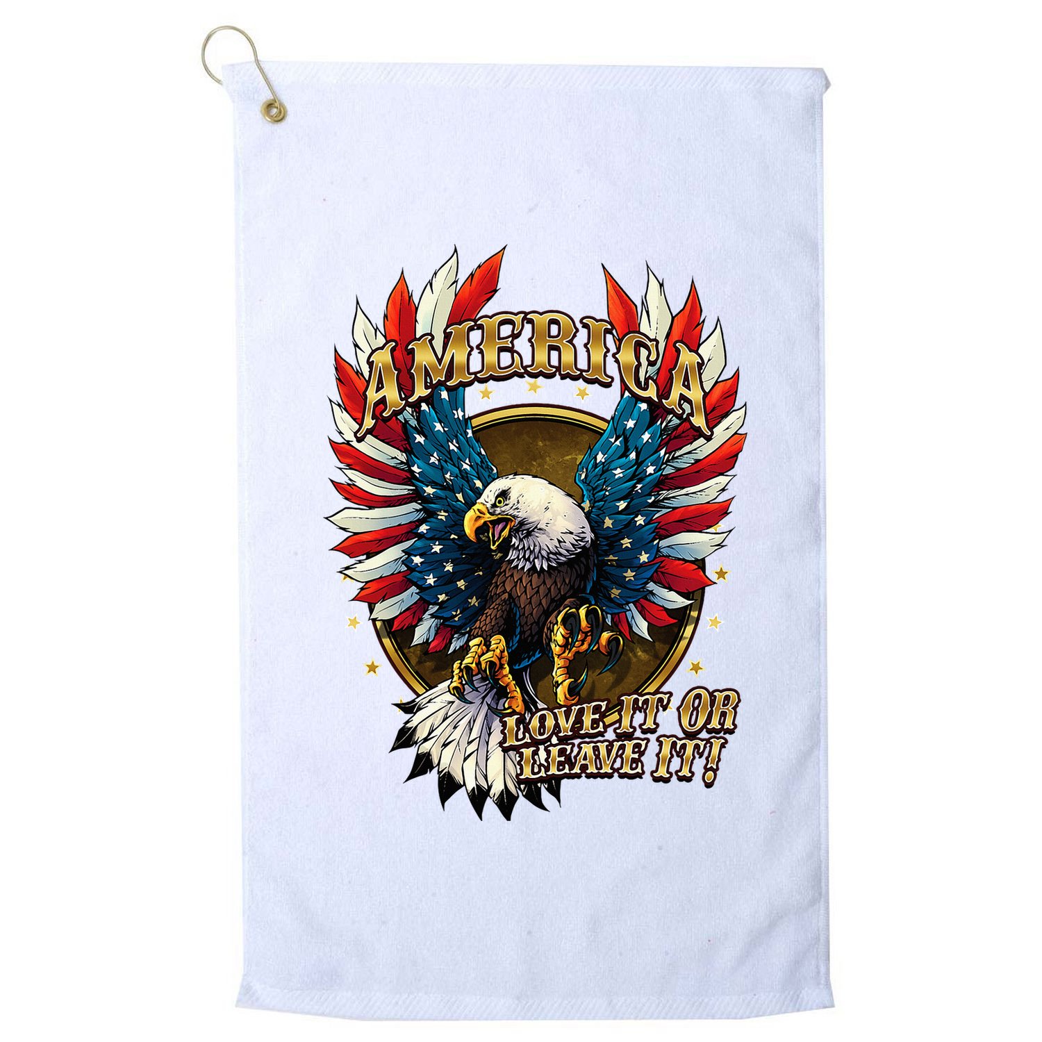 America Love It Or Leave It Patriotic Eagle Golf Towel