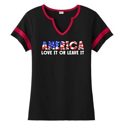 America Love It Or Leave It Ladies Halftime Notch Neck Tee