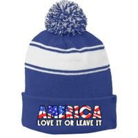 America Love It Or Leave It Stripe Pom Pom Beanie