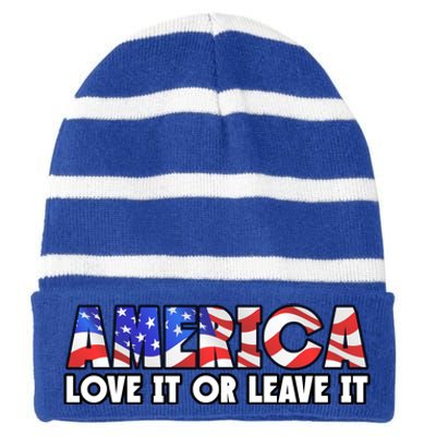 America Love It Or Leave It Striped Beanie with Solid Band