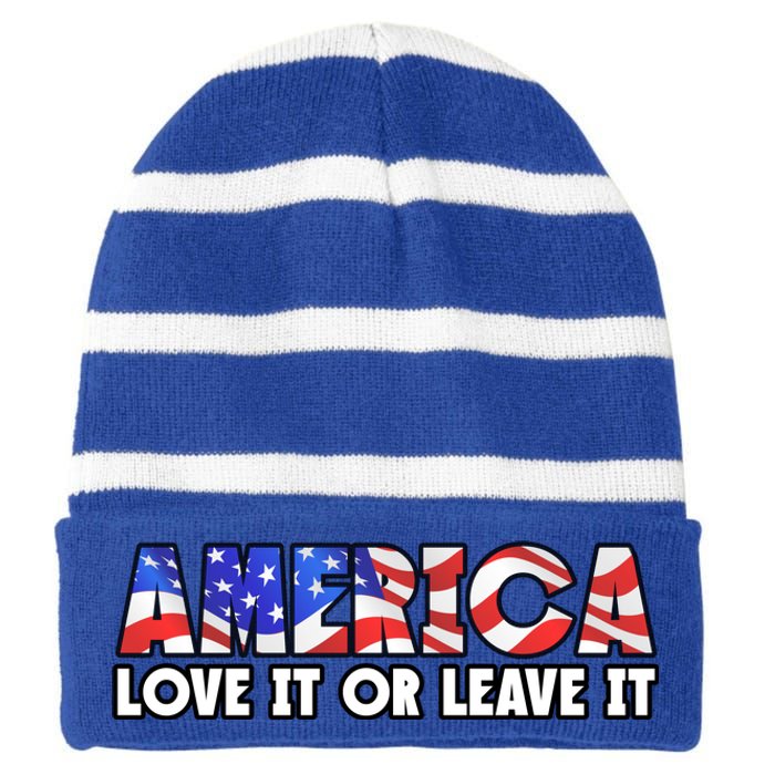 America Love It Or Leave It Striped Beanie with Solid Band