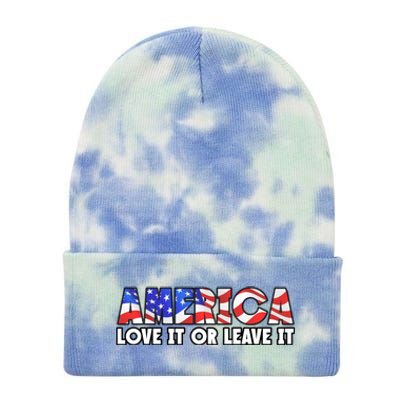 America Love It Or Leave It Tie Dye 12in Knit Beanie