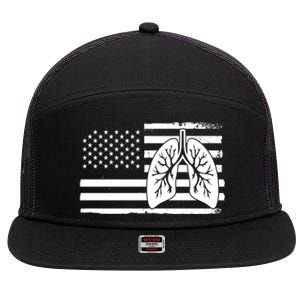 America Lung I Lung Therapy Fight Against Cancer Great Gift 7 Panel Mesh Trucker Snapback Hat