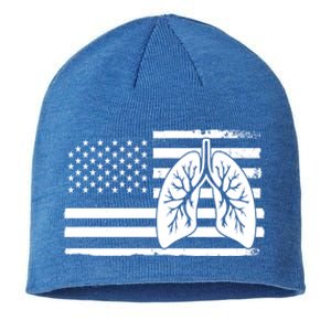 America Lung I Lung Therapy Fight Against Cancer Great Gift Sustainable Beanie