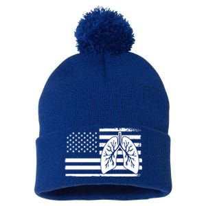 America Lung I Lung Therapy Fight Against Cancer Great Gift Pom Pom 12in Knit Beanie