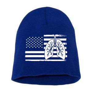 America Lung I Lung Therapy Fight Against Cancer Great Gift Short Acrylic Beanie