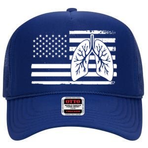 America Lung I Lung Therapy Fight Against Cancer Great Gift High Crown Mesh Back Trucker Hat