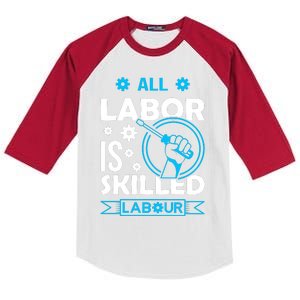 All Labor Is Skilled Labor Day 2024 Celebration Kids Colorblock Raglan Jersey