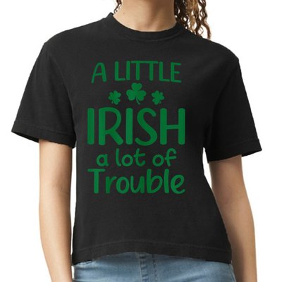 A Little Irish A Lot Of Trouble Irish St Patrick'S Day Comfort Colors Boxy T-Shirt