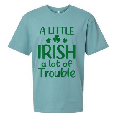 A Little Irish A Lot Of Trouble Irish St Patrick'S Day Sueded Cloud Jersey T-Shirt