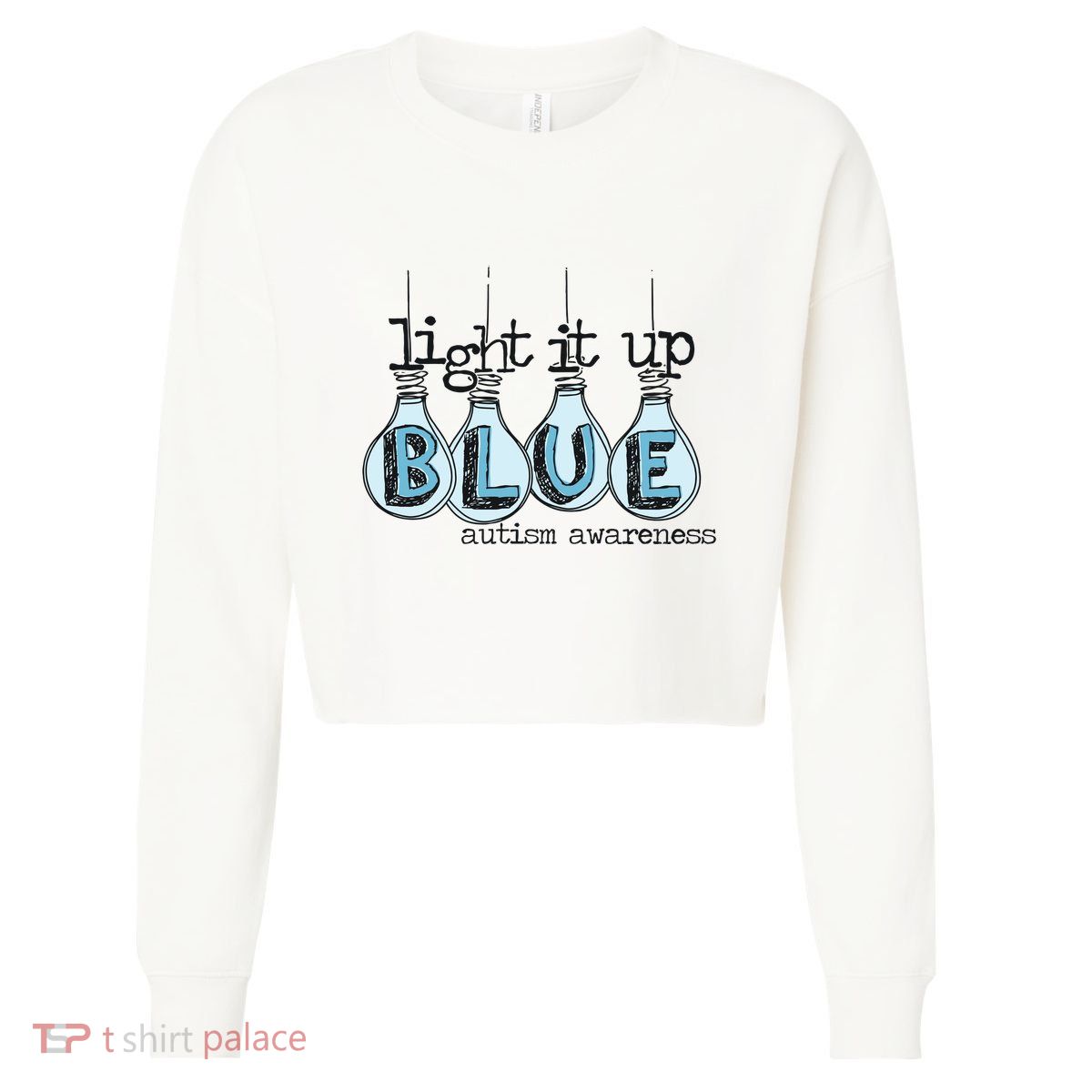 Autism Light It Up Blue Autism Awareness Cropped Pullover Crew