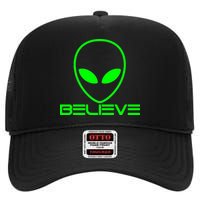 Alien Believe Funny Science High Crown Mesh Back Trucker Hat