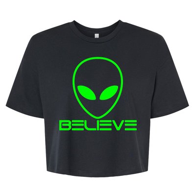 Alien Believe Funny Science Bella+Canvas Jersey Crop Tee