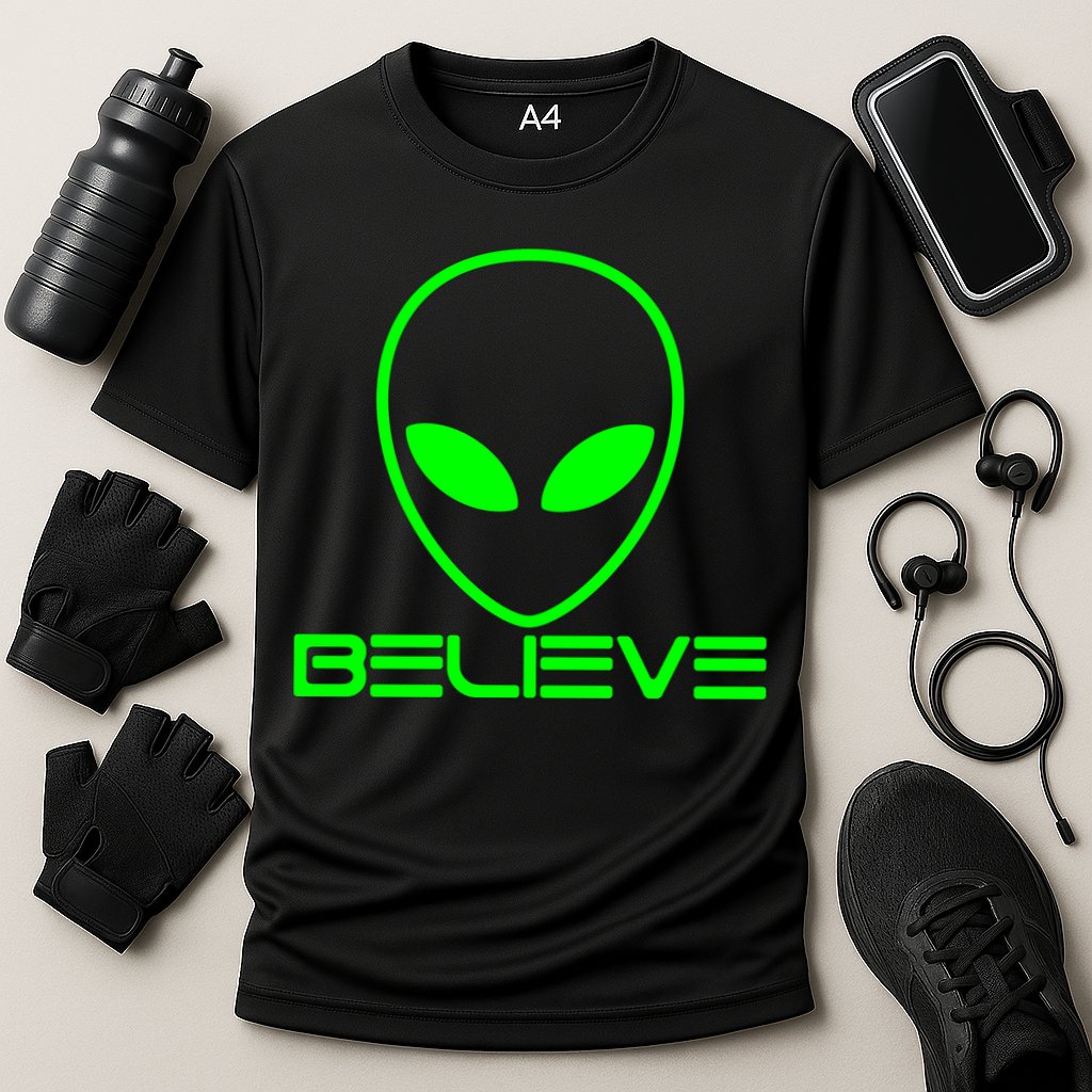 Alien Believe Funny Science Performance Shirt