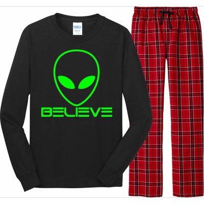 Alien Believe Funny Science Long Sleeve Pajama Set