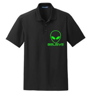 Alien Believe Funny Science Dry Zone Grid Polo