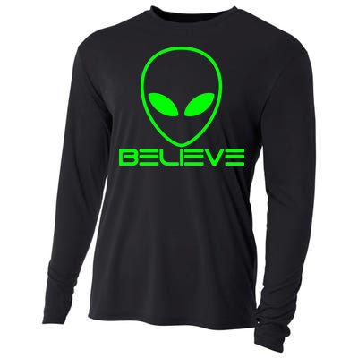 Alien Believe Funny Science Cooling Performance Long Sleeve Crew