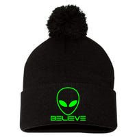 Alien Believe Funny Science Pom Pom 12in Knit Beanie