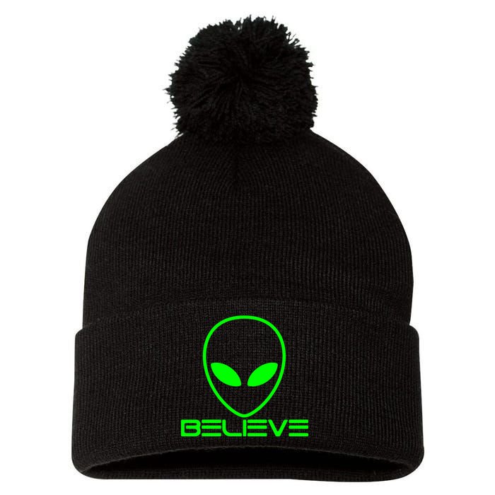 Alien Believe Funny Science Pom Pom 12in Knit Beanie