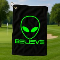 Alien Believe Funny Science Golf Towel