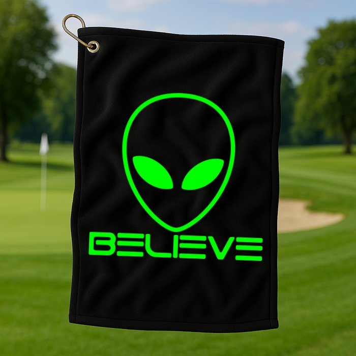 Alien Believe Funny Science Golf Towel