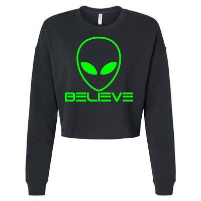 Alien Believe Funny Science Cropped Pullover Crew